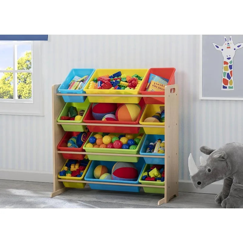 Kids Toy Storage Organizer with 12 Plastic Bins