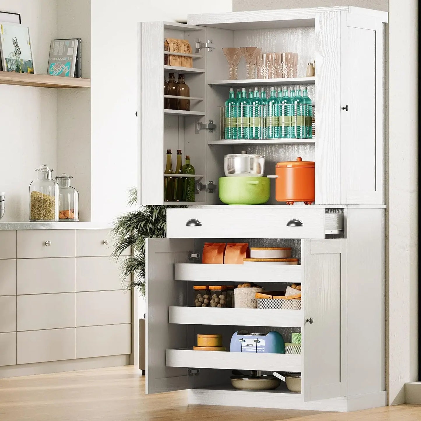 72" Kitchen Pantry Freestanding Cabinet