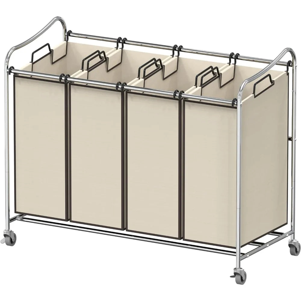 4-Bag Heavy Duty Laundry Sorter with Wheels