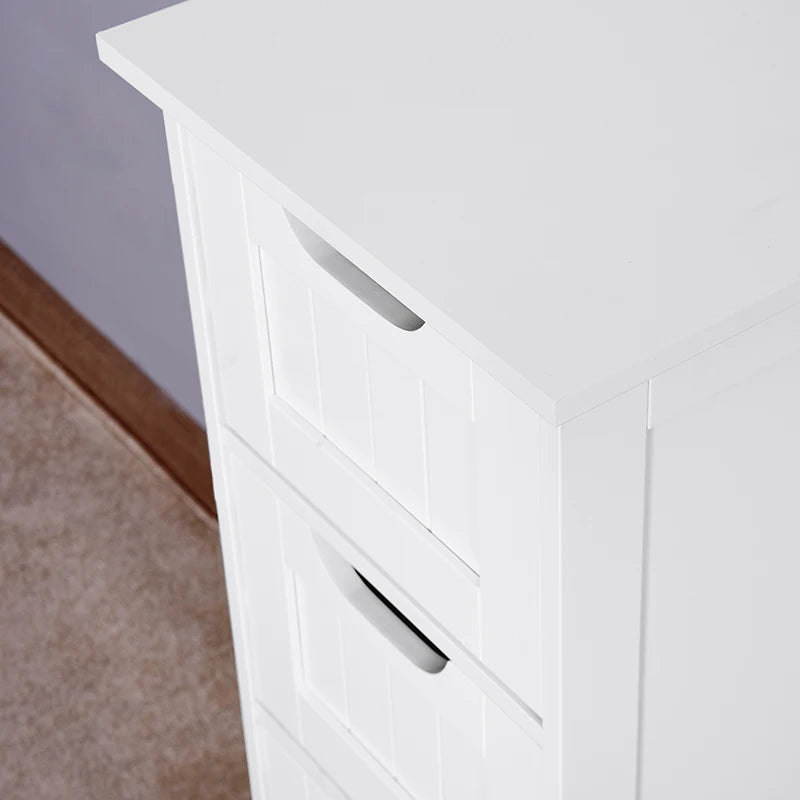 White Bathroom Storage Cabinet with Drawers