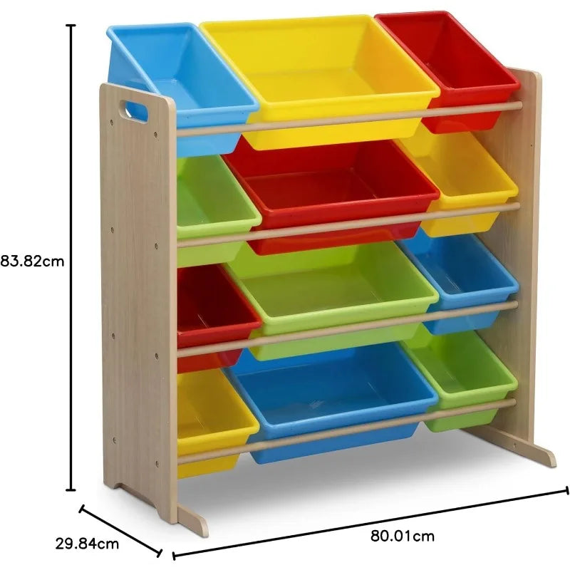 Kids Toy Storage Organizer with 12 Plastic Bins