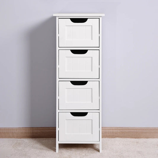 White Bathroom Storage Cabinet with Drawers