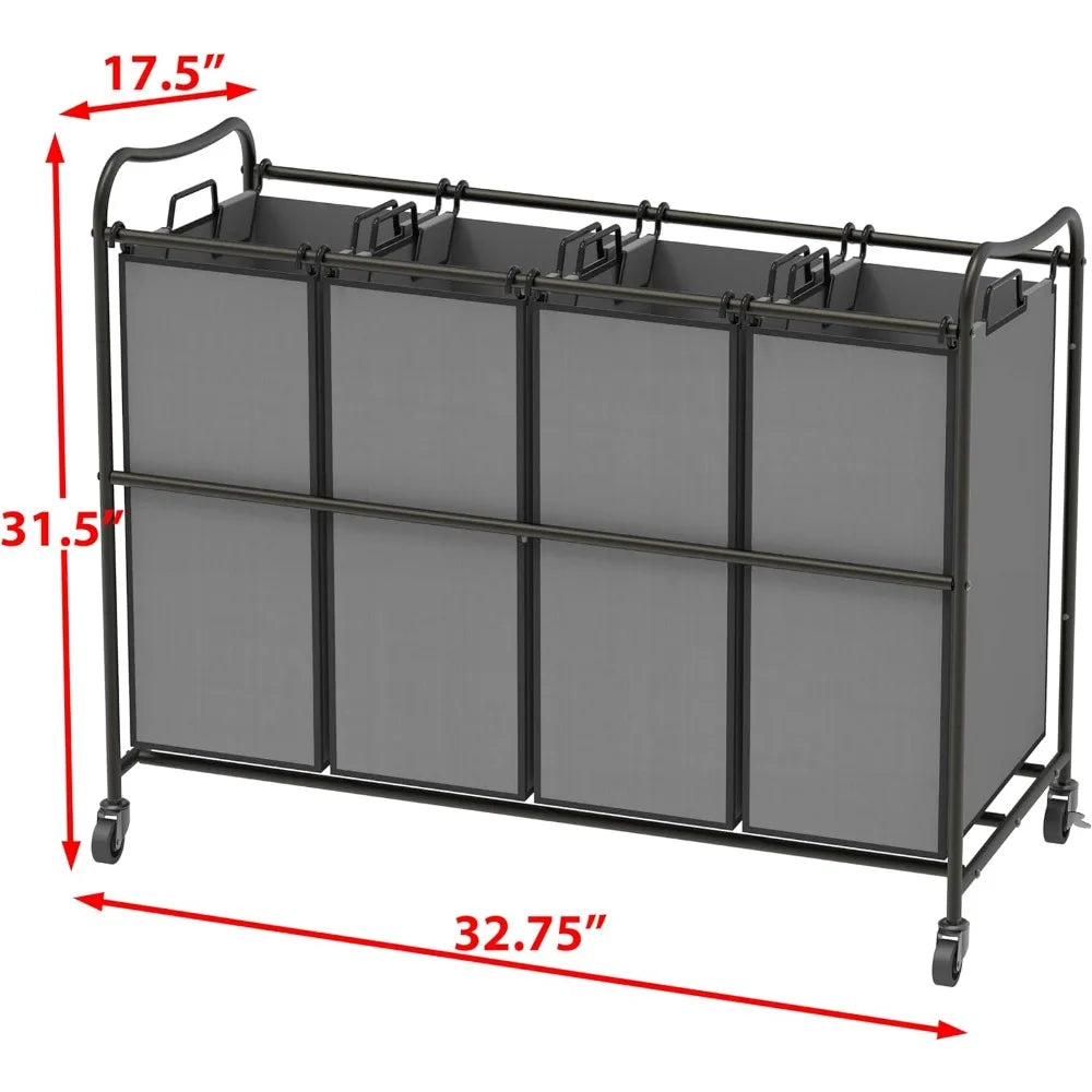 4-Bag Heavy Duty Laundry Sorter with Wheels