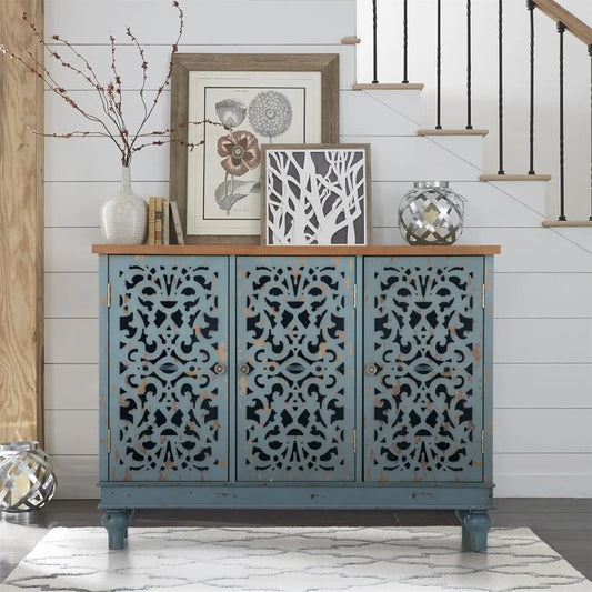 Distressed Wood Buffet Storage Cabinet