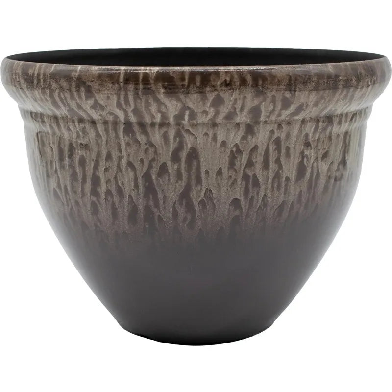 Decorative Round Planter - Lightweight Premium Resin