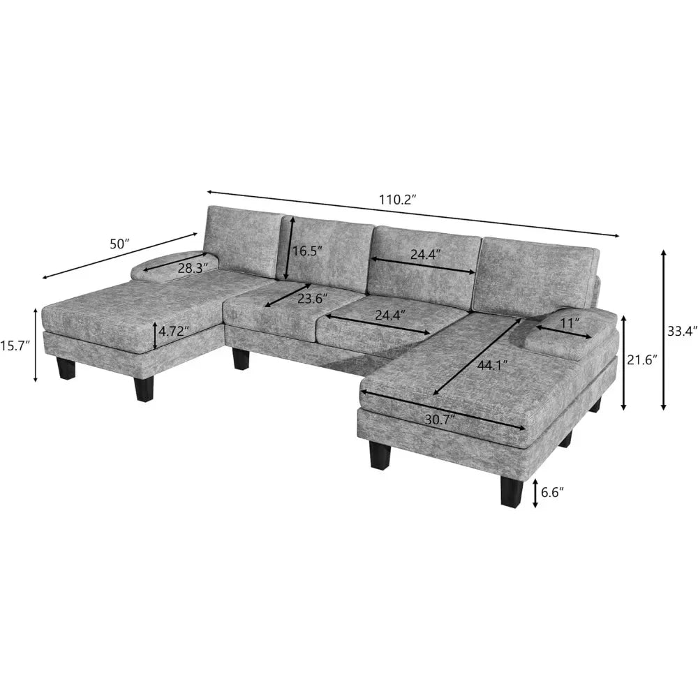 Convertible Sectional Sofa with Chaise Lounge