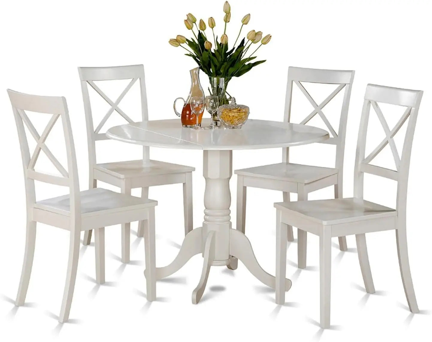 5 Piece Solid Wood Kitchen Dropleaf Table Set