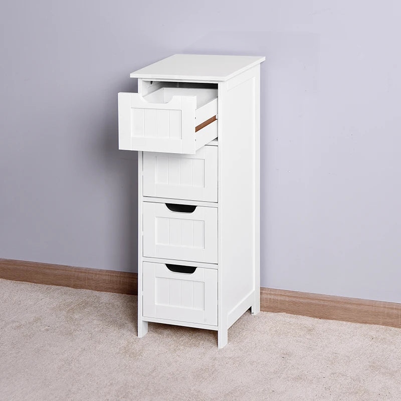 White Bathroom Storage Cabinet with Drawers