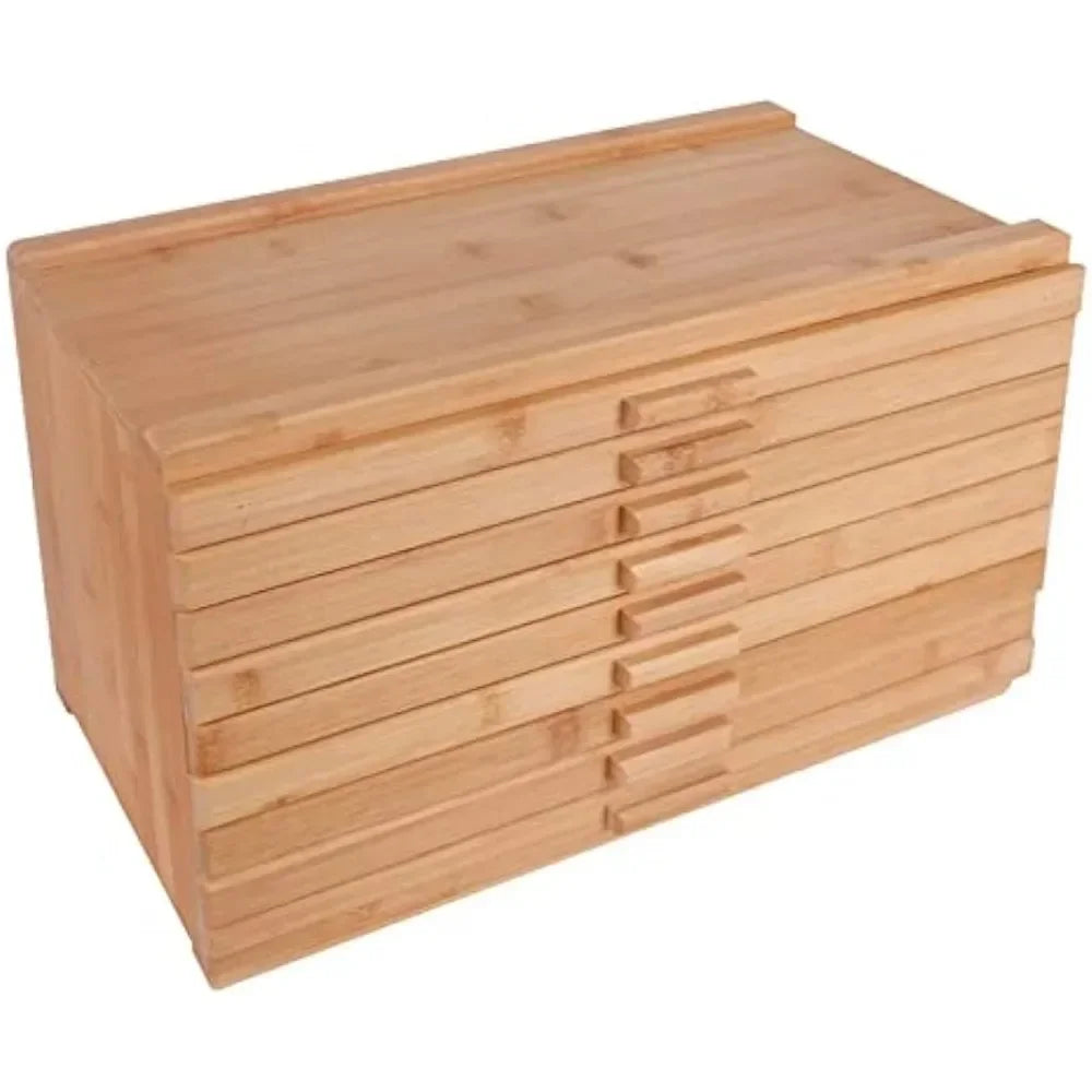 9 Drawer Large Capacity Bamboo-Wood Artist Supply Storage Box