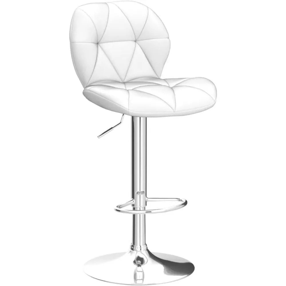 White Adjustable Height Bar Stool Set of 2