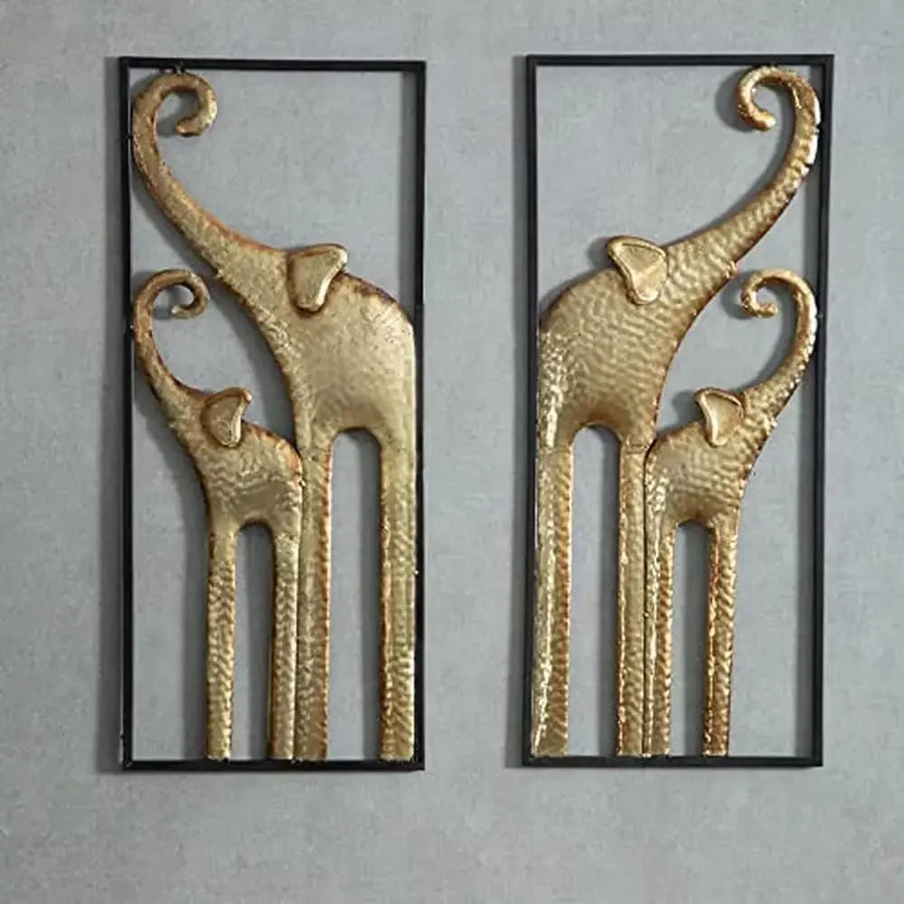 Set of 2 African Elephant Wall Decor