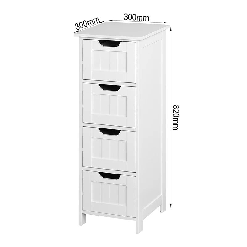 White Bathroom Storage Cabinet with Drawers