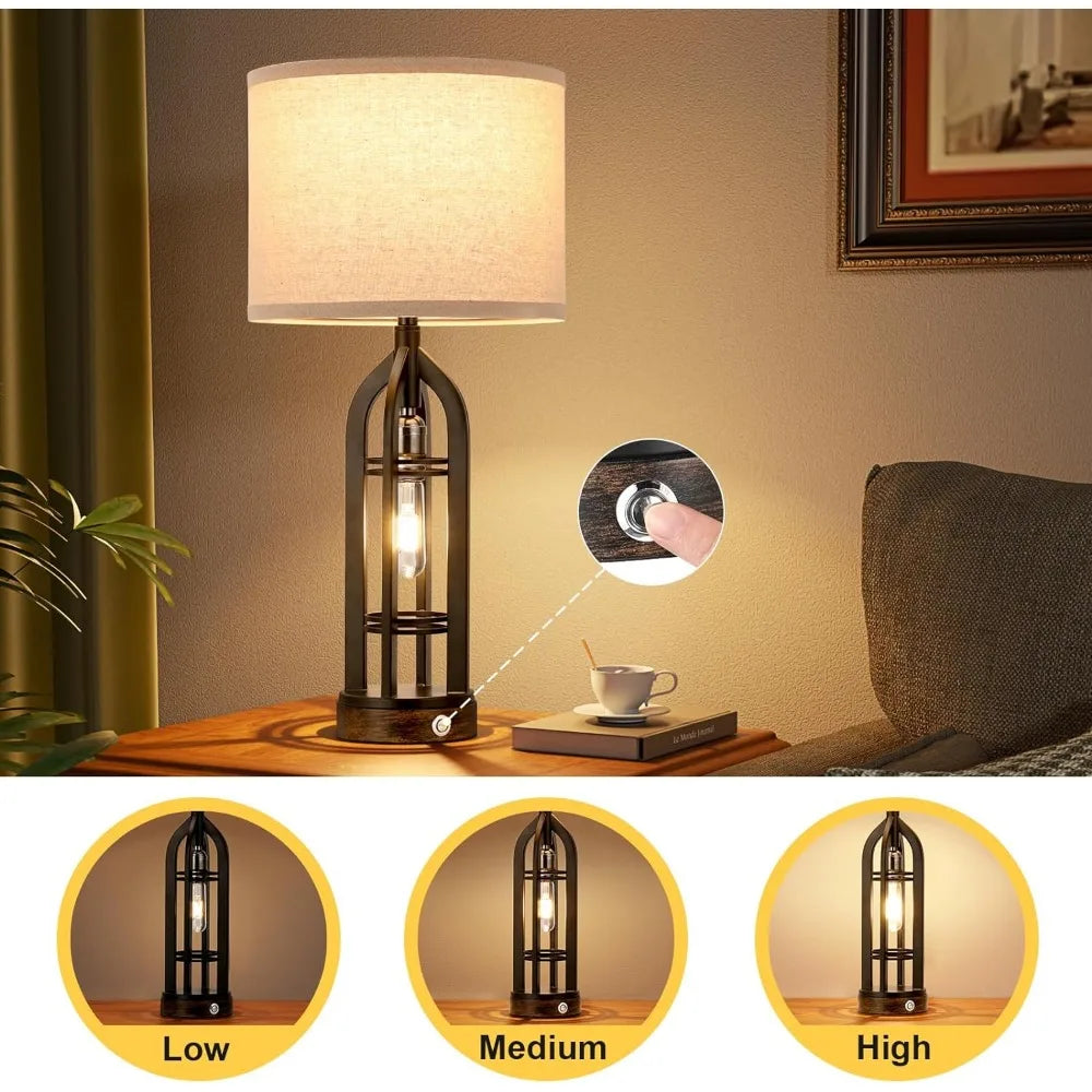 Farmhouse Table Lamp Set for Living Room