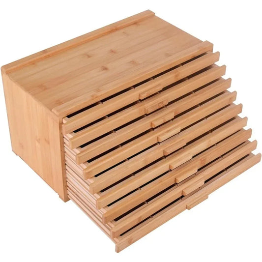 9 Drawer Large Capacity Bamboo-Wood Artist Supply Storage Box