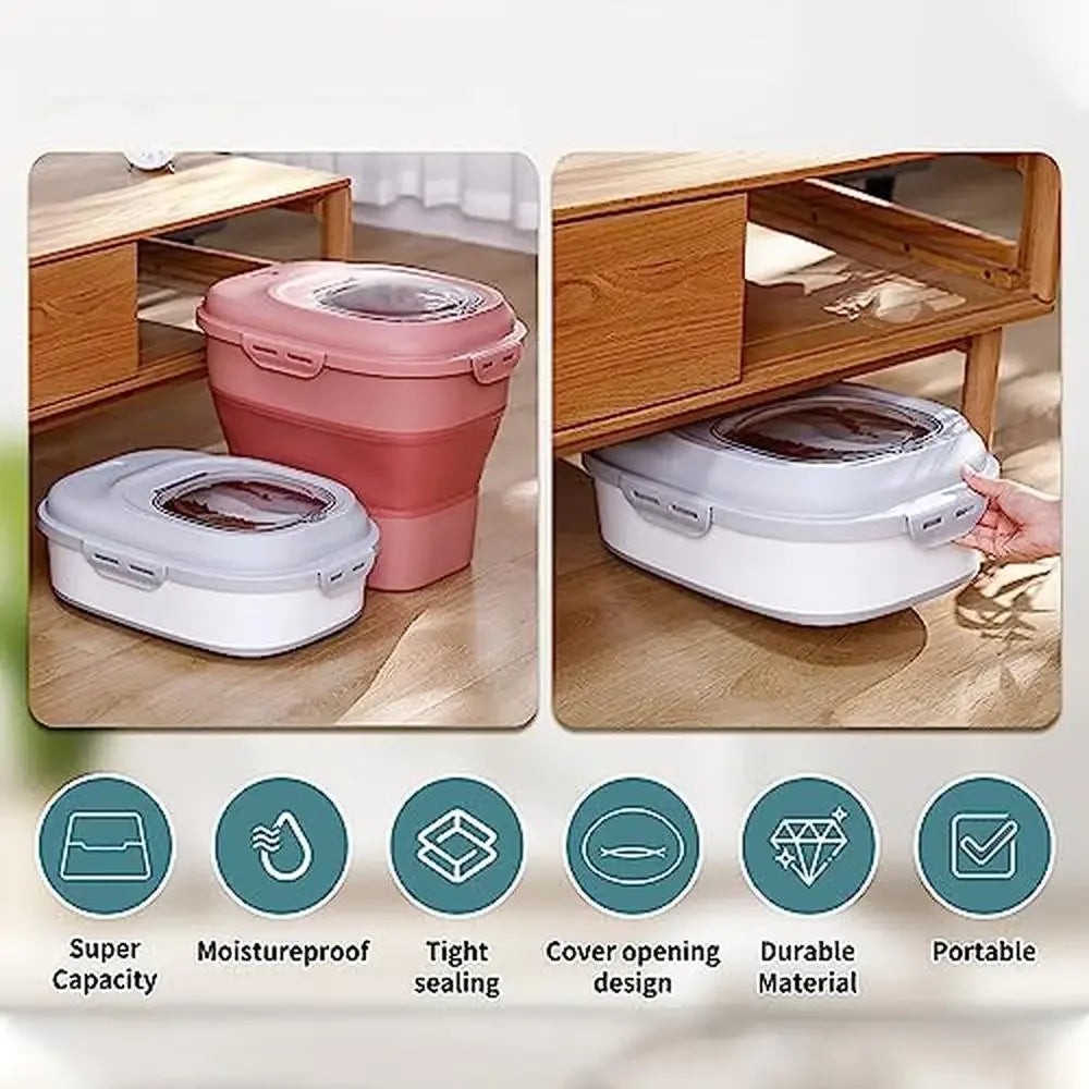 Portable Pet Food Container with Wheels