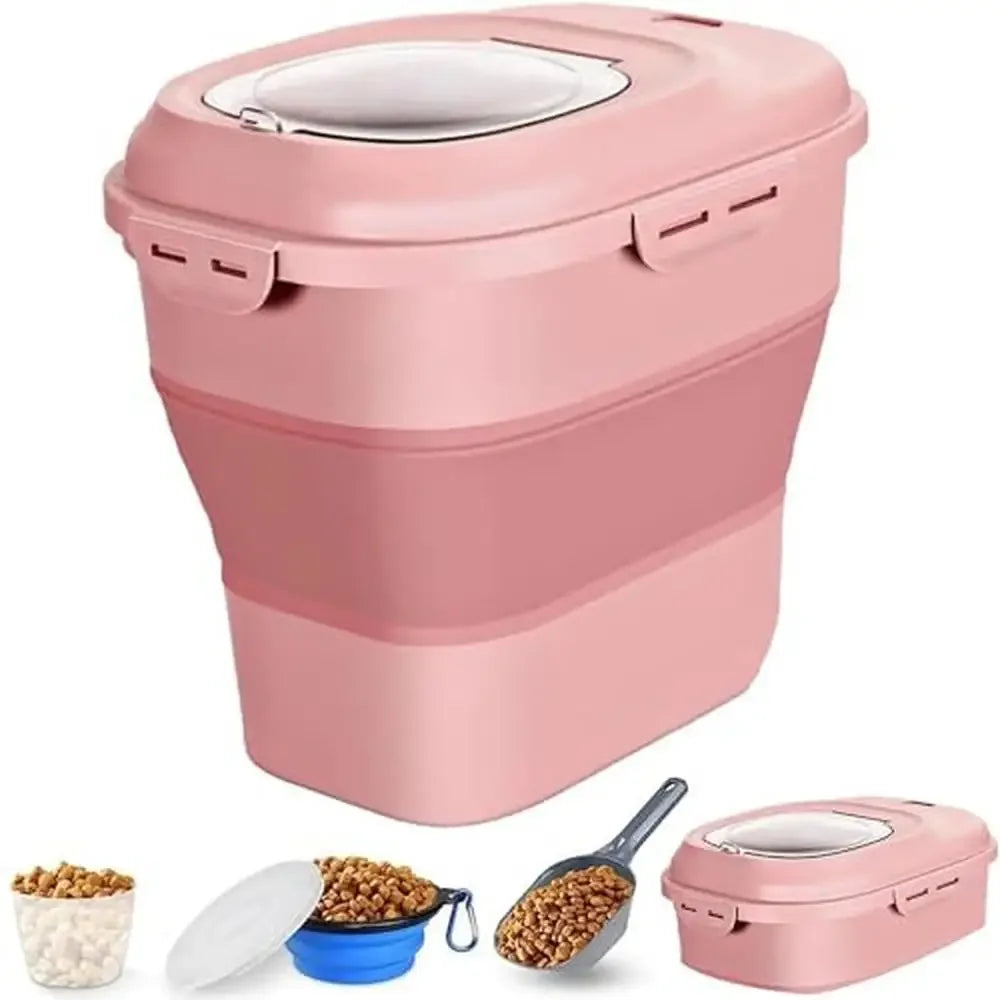 Portable Pet Food Container with Wheels