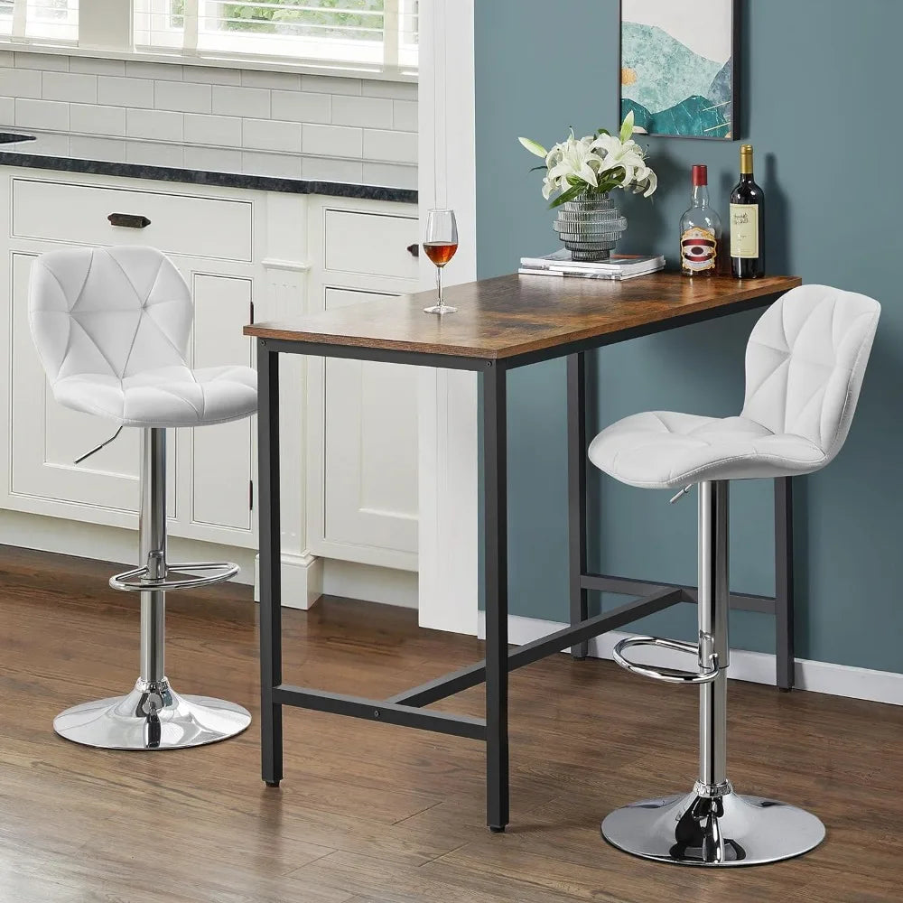 White Adjustable Height Bar Stool Set of 2