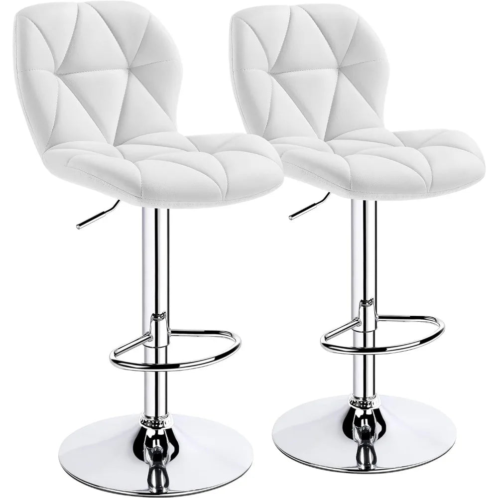 White Adjustable Height Bar Stool Set of 2