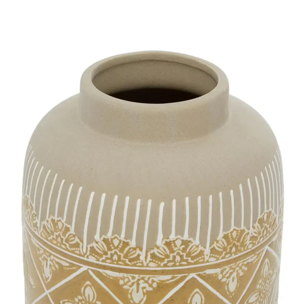 Boho Beige Handmade Ceramic Vase Set of 2