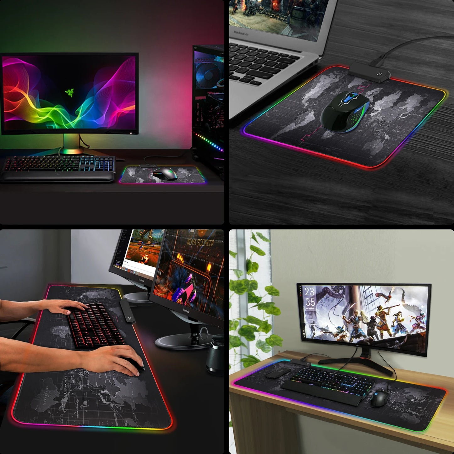 RGB Gaming Mouse Pad LED Computer Mat with Backlight