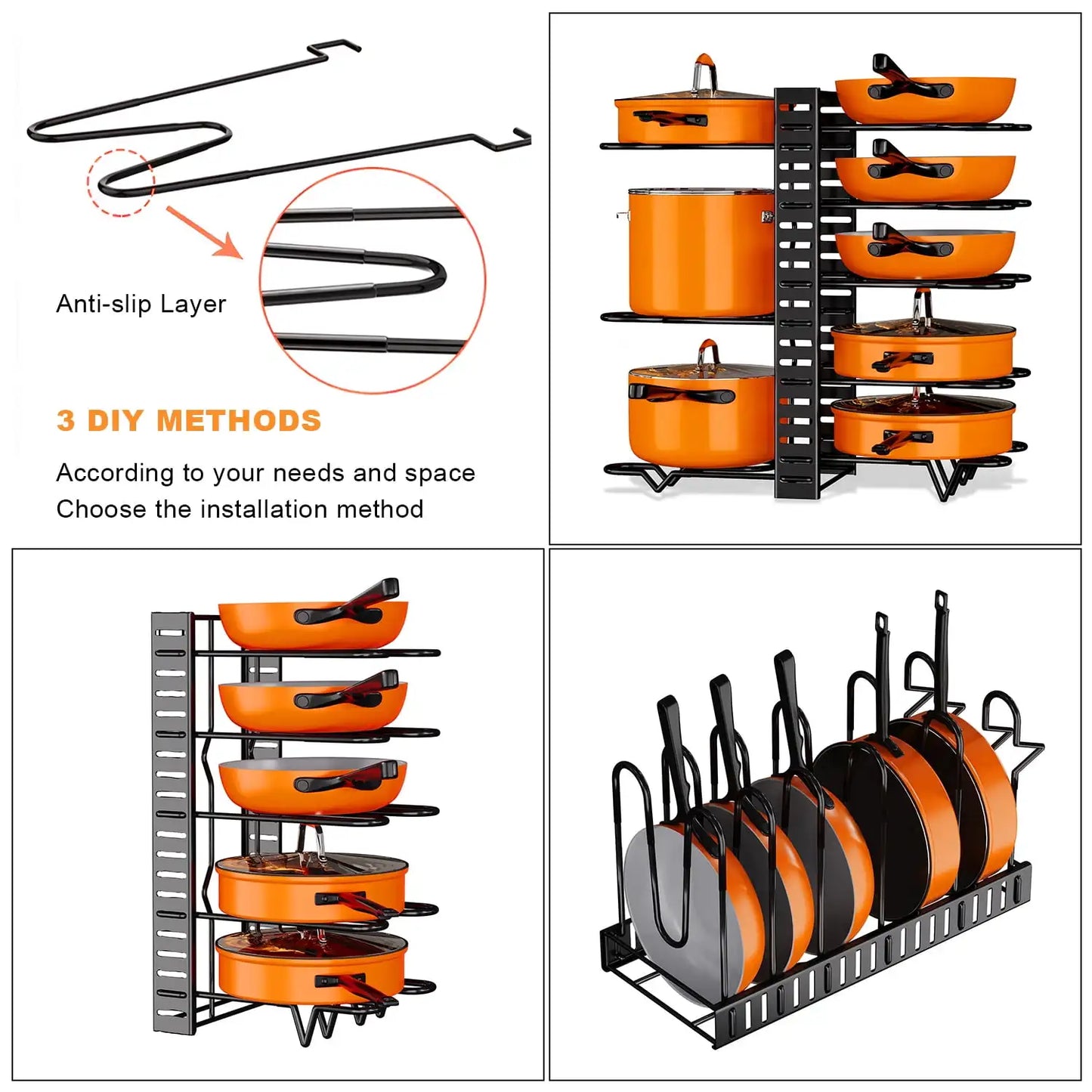 Pot Organizer storage Rack, 8 tiers