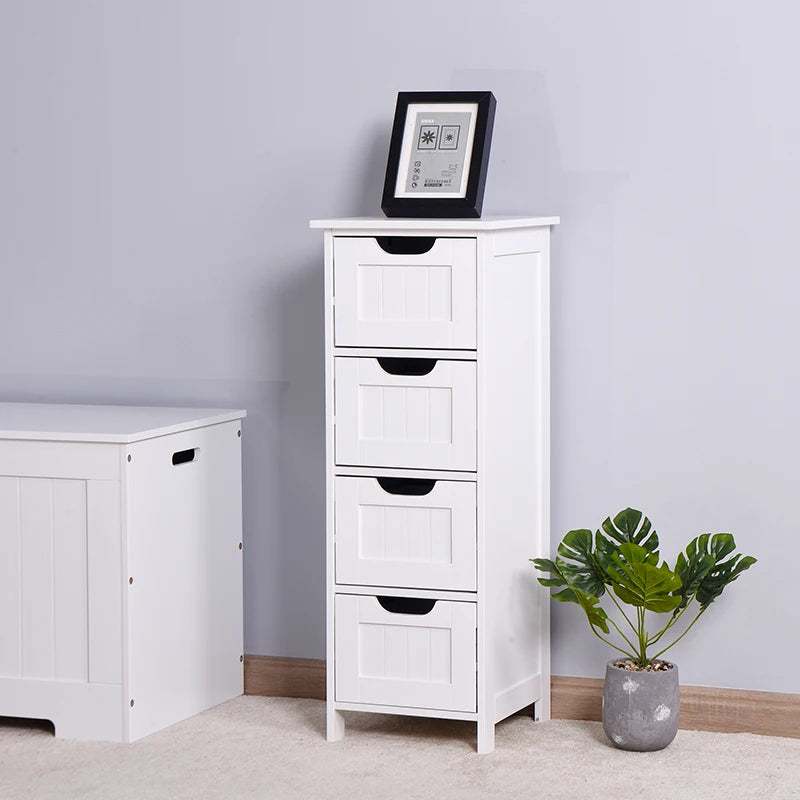 White Bathroom Storage Cabinet with Drawers