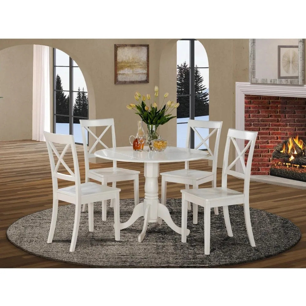 5 Piece Solid Wood Kitchen Dropleaf Table Set