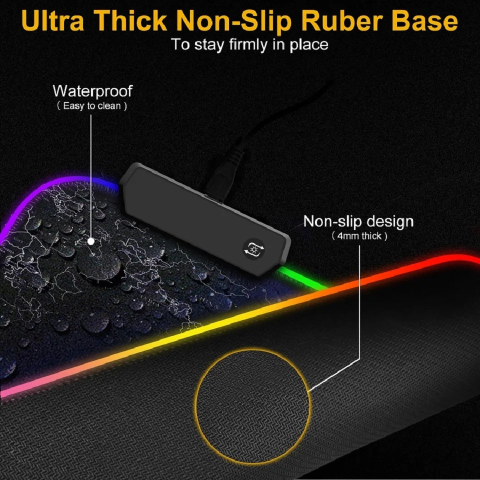 RGB Gaming Mouse Pad LED Computer Mat with Backlight