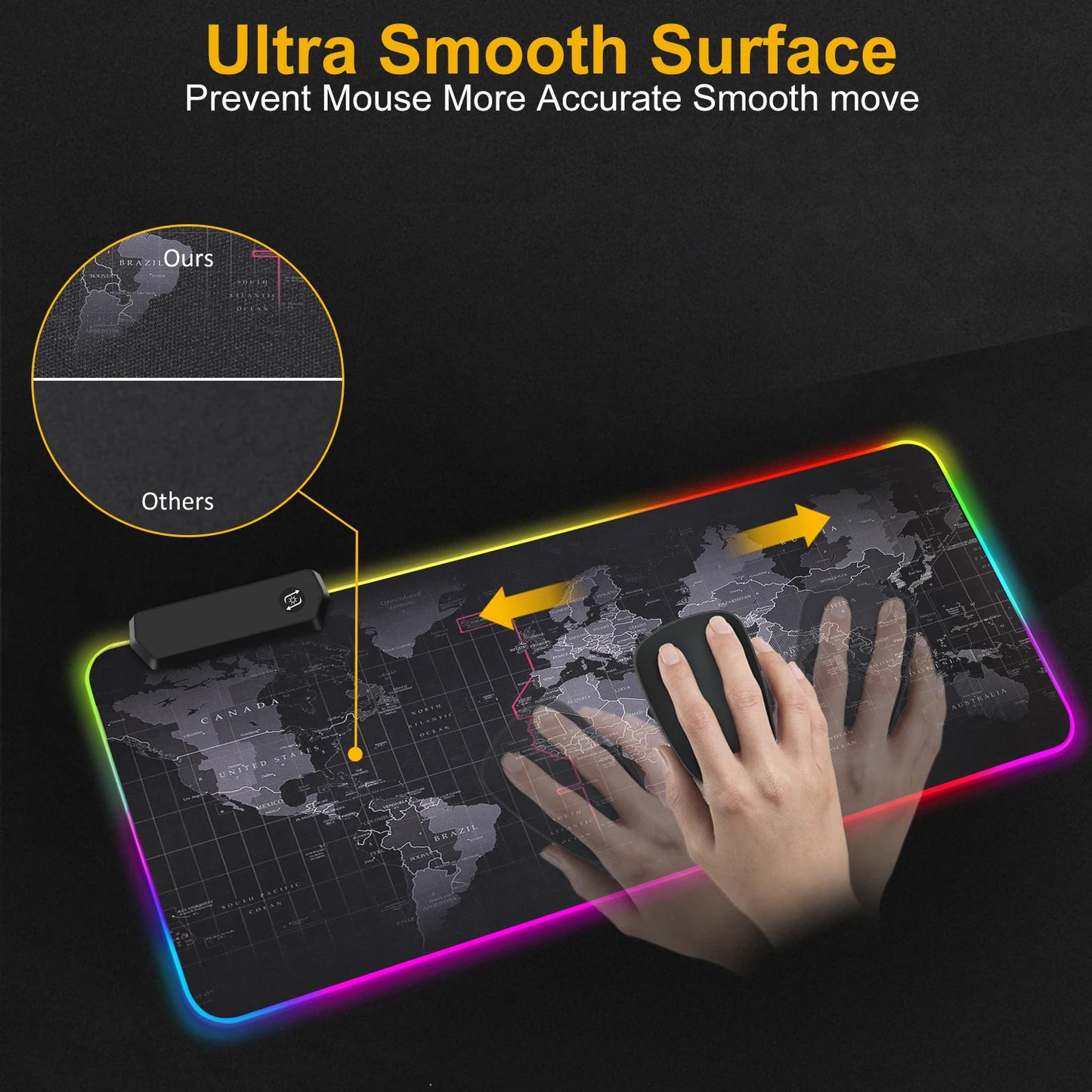 RGB Gaming Mouse Pad LED Computer Mat with Backlight