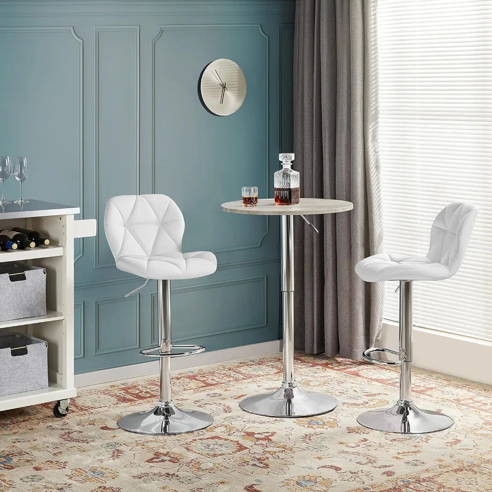 White Adjustable Height Bar Stool Set of 2