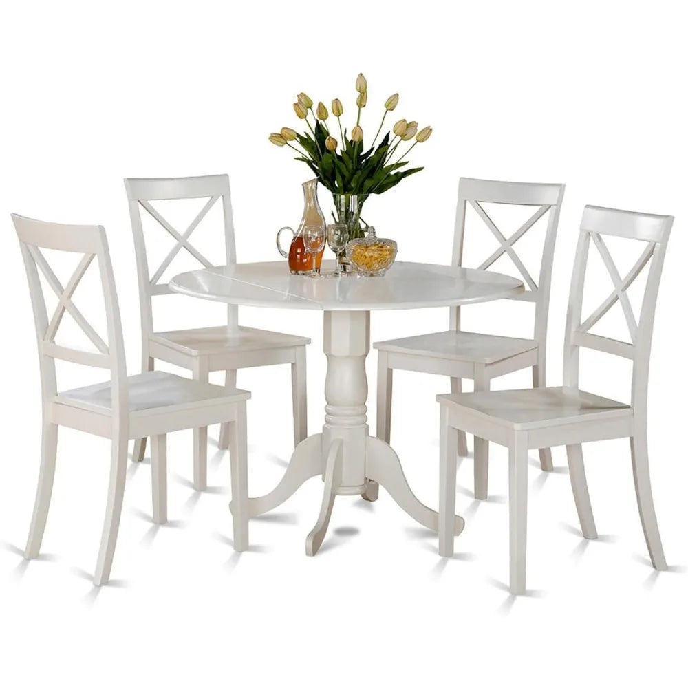 5 Piece Solid Wood Kitchen Dropleaf Table Set