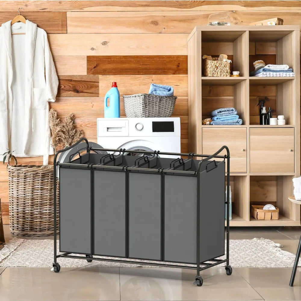 4-Bag Heavy Duty Laundry Sorter with Wheels