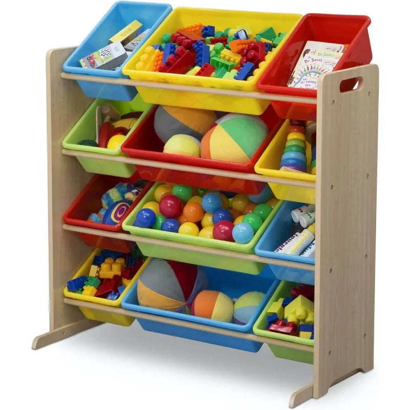 Kids Toy Storage Organizer with 12 Plastic Bins