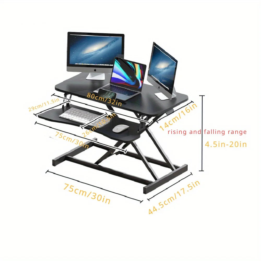 Dual Monitor Riser - Height Adjustable Standing Desk Converter