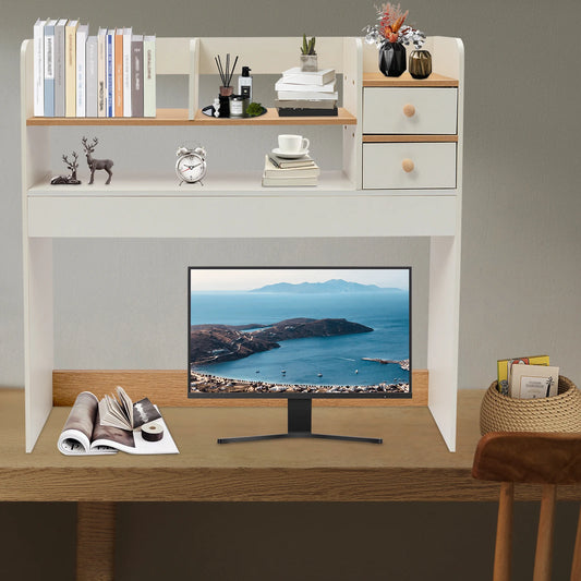 3-Tier Computer Desk Storage Shelf with 2 Drawers