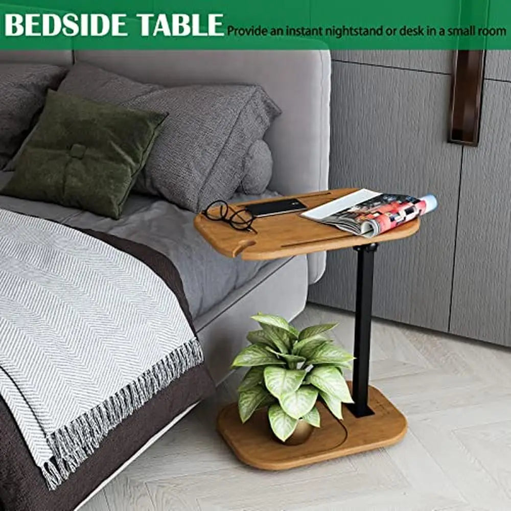 Adjustable Height C Shaped End Table